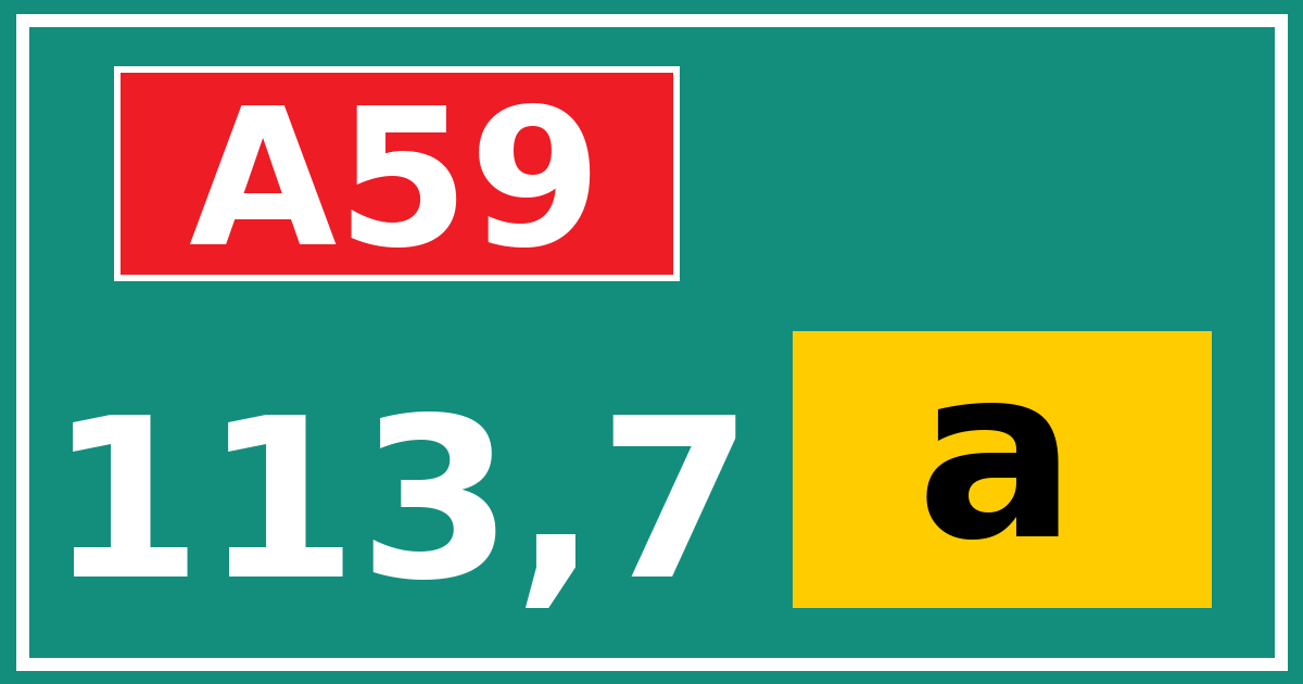 Hectometerbord A59 113,7 letter a