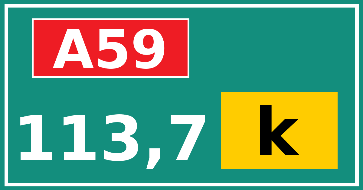 Hectometerbord A59 113,7 letter k