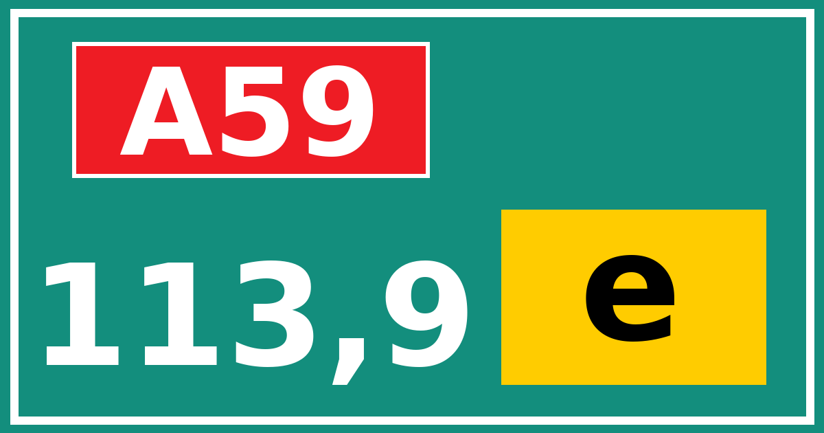 Hectometerbord A59 113,9 letter e