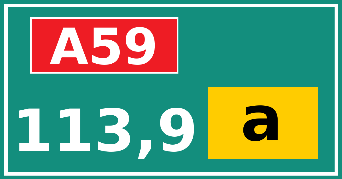 Hectometerbord A59 113,9 letter a