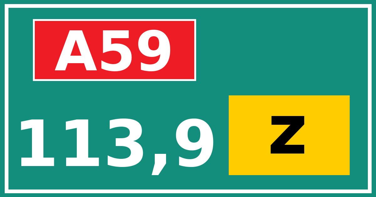 Hectometerbord A59 113,9 letter z