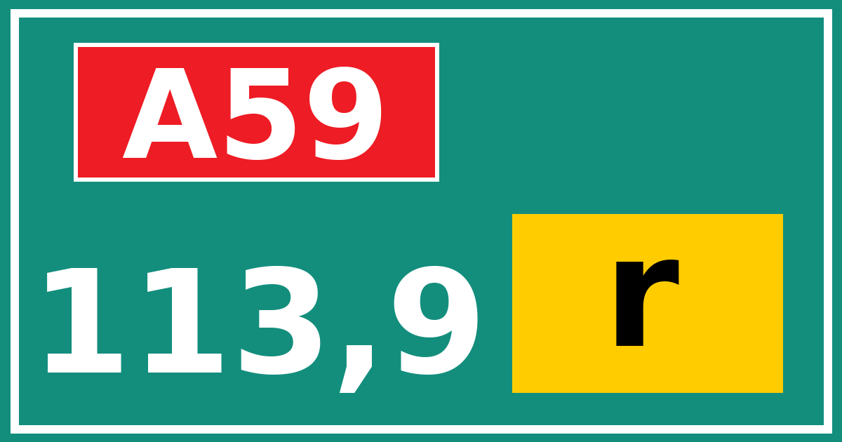 Hectometerbord A59 113,9 letter r