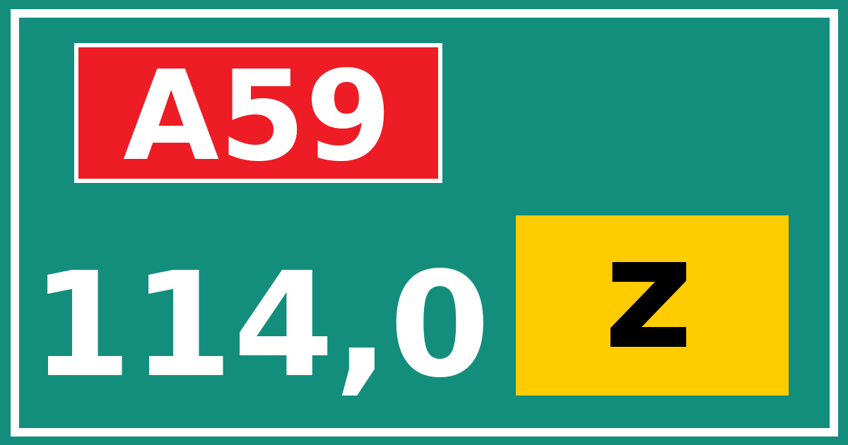 Hectometerbord A59 114,0 letter z