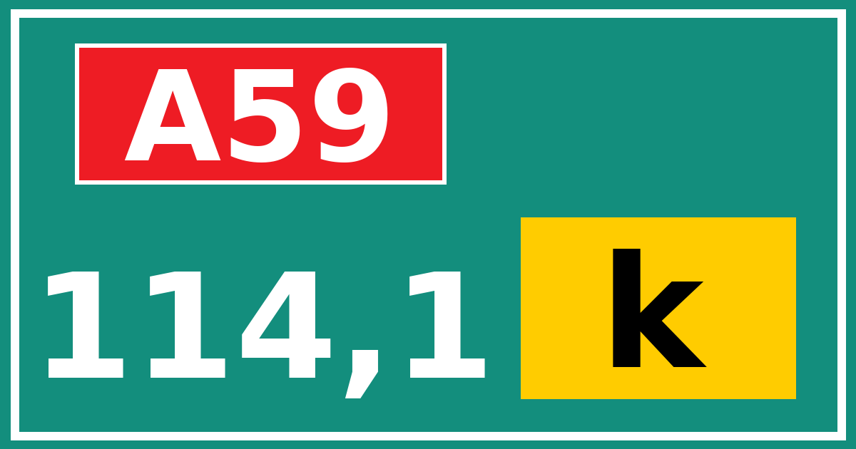 Hectometerbord A59 114,1 letter k