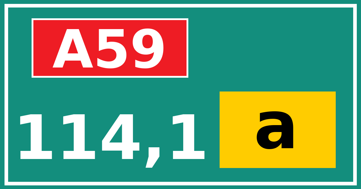 Hectometerbord A59 114,1 letter a