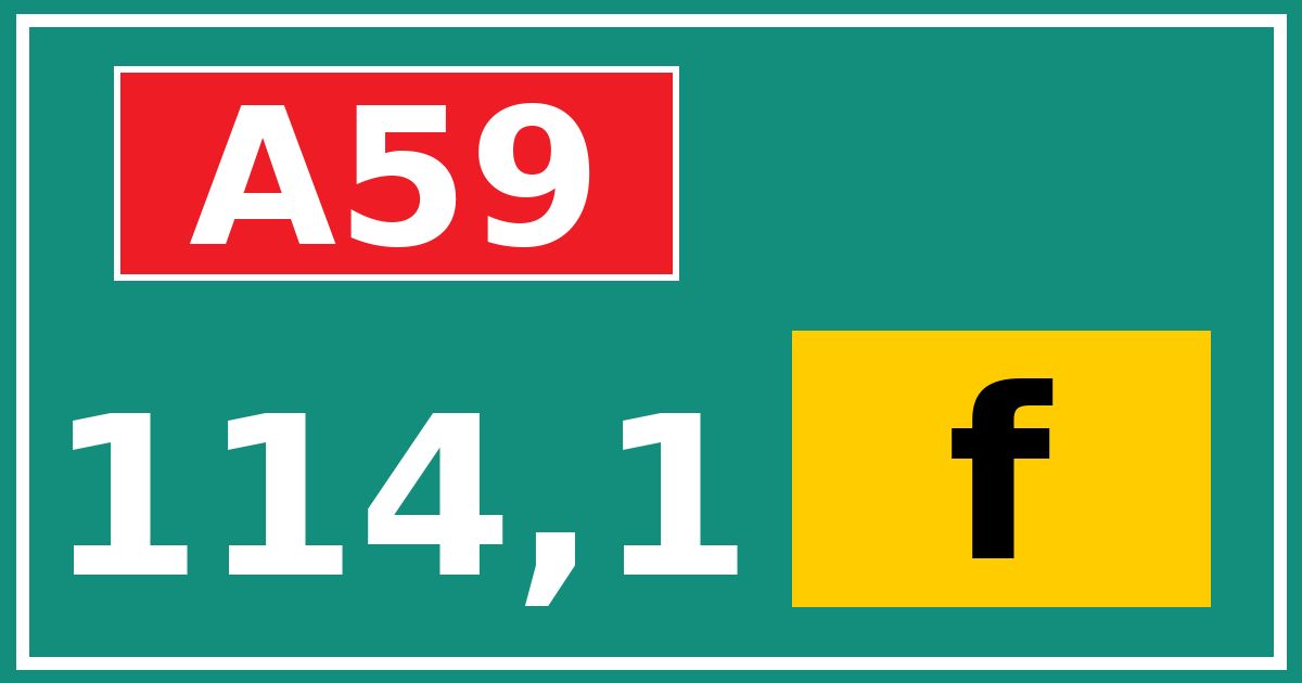 Hectometerbord A59 114,1 letter f