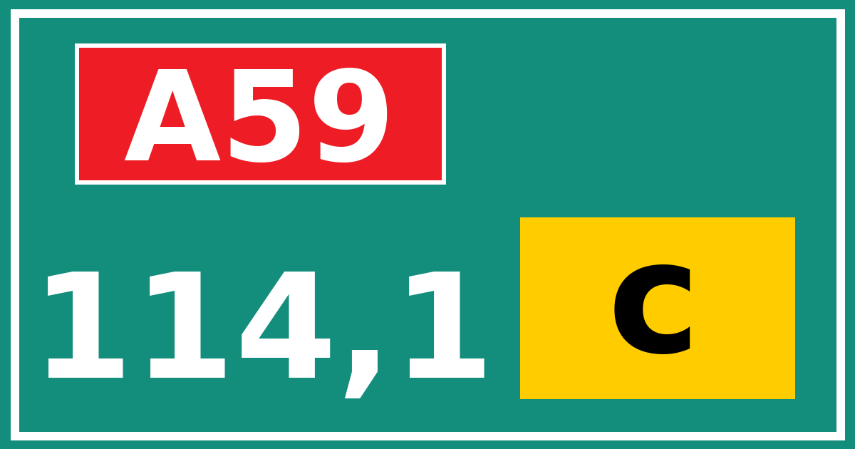 Hectometerbord A59 114,1 letter c