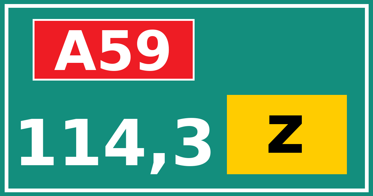 Hectometerbord A59 114,3 letter z