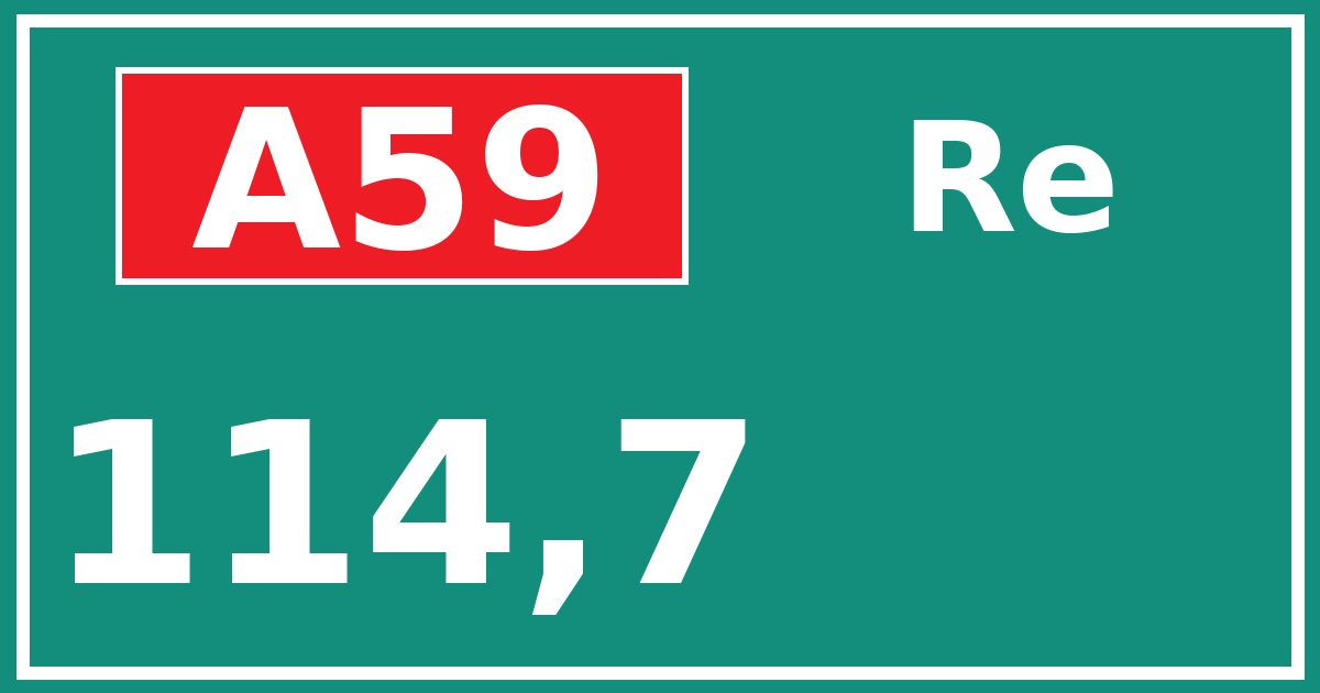 Hectometerbord A59 114,7 zijde Re