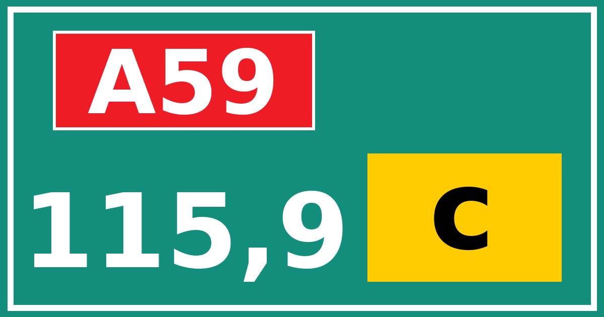 Hectometerbord A59 115,9 letter c