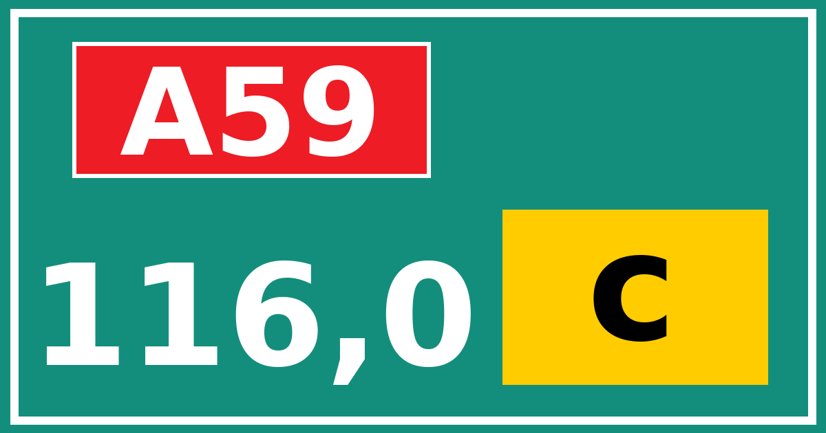 Hectometerbord A59 116,0 letter c