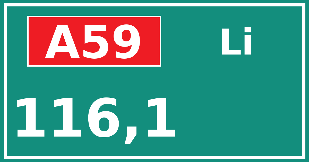 Hectometerbord A59 116,1 zijde Li