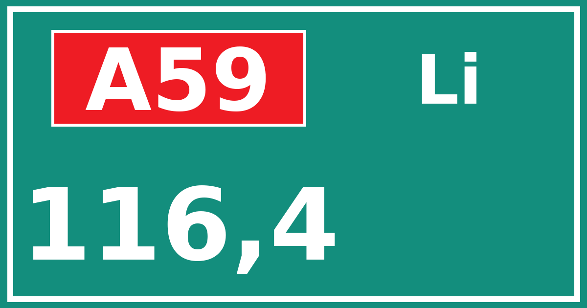Hectometerbord A59 116,4 zijde Li