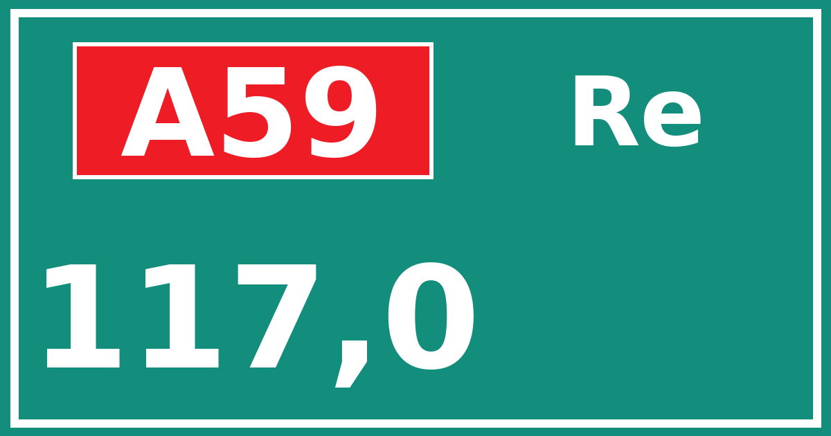 Hectometerbord A59 117,0 zijde Re