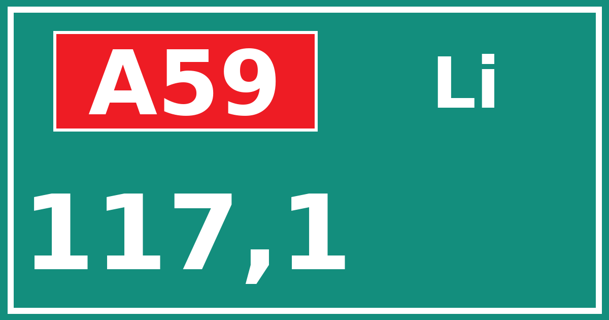 Hectometerbord A59 117,1 zijde Li
