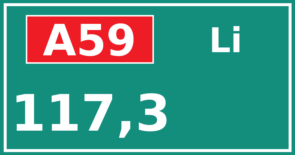 Hectometerbord A59 117,3 zijde Li