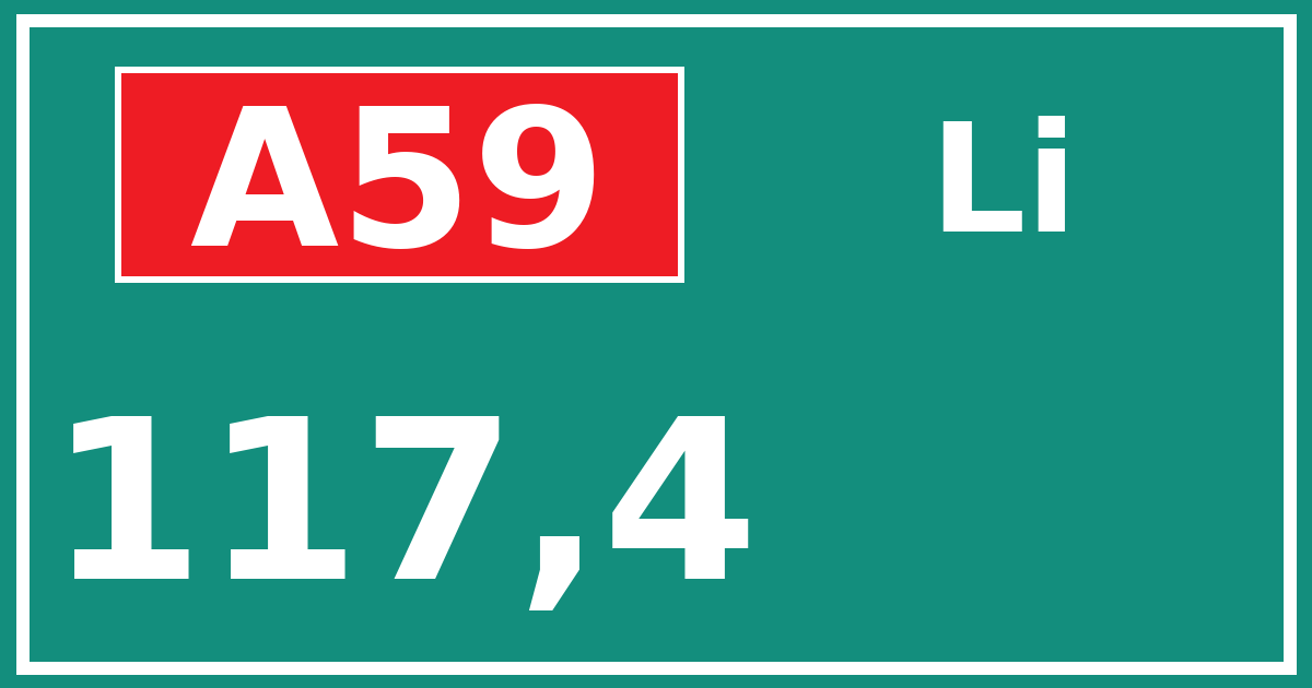 Hectometerbord A59 117,4 zijde Li