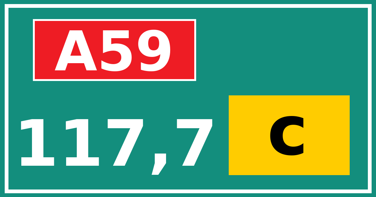 Hectometerbord A59 117,7 letter c