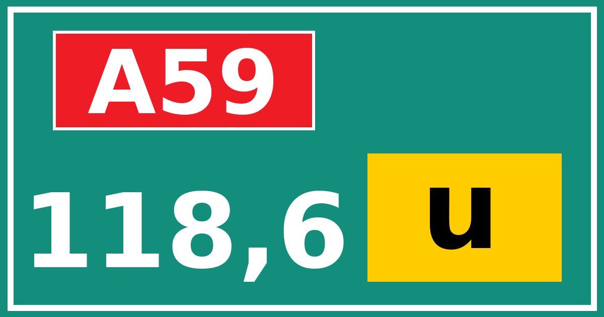 Hectometerbord A59 118,6 letter u