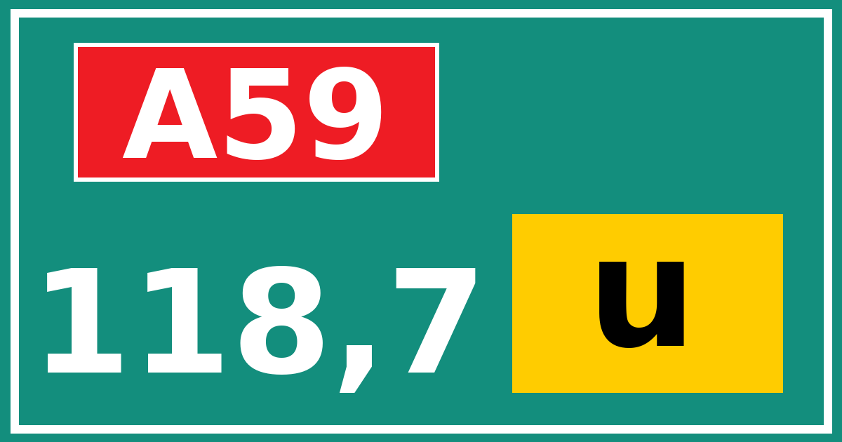 Hectometerbord A59 118,7 letter u
