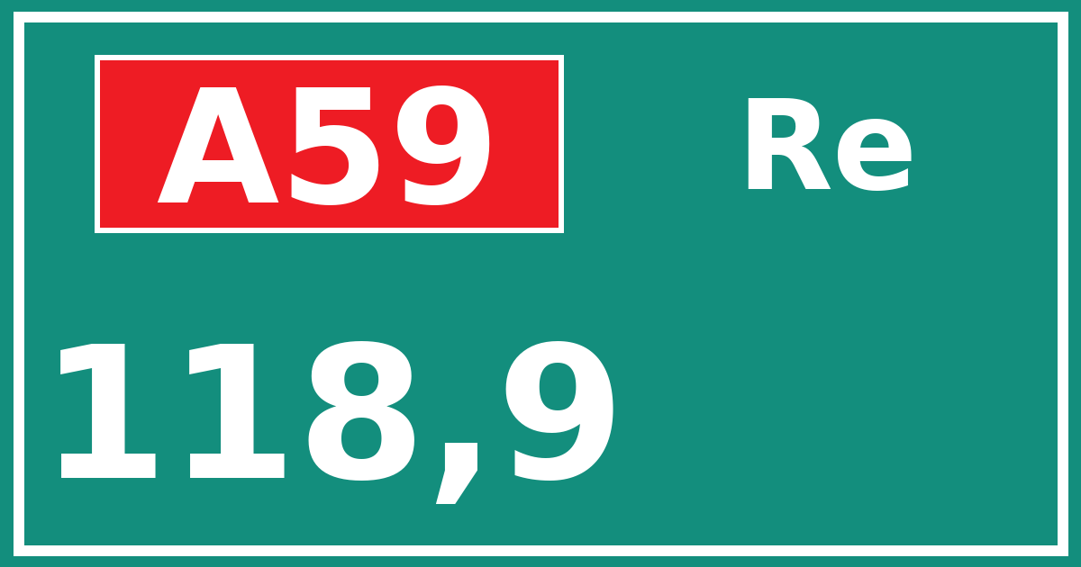 Hectometerbord A59 118,9 zijde Re