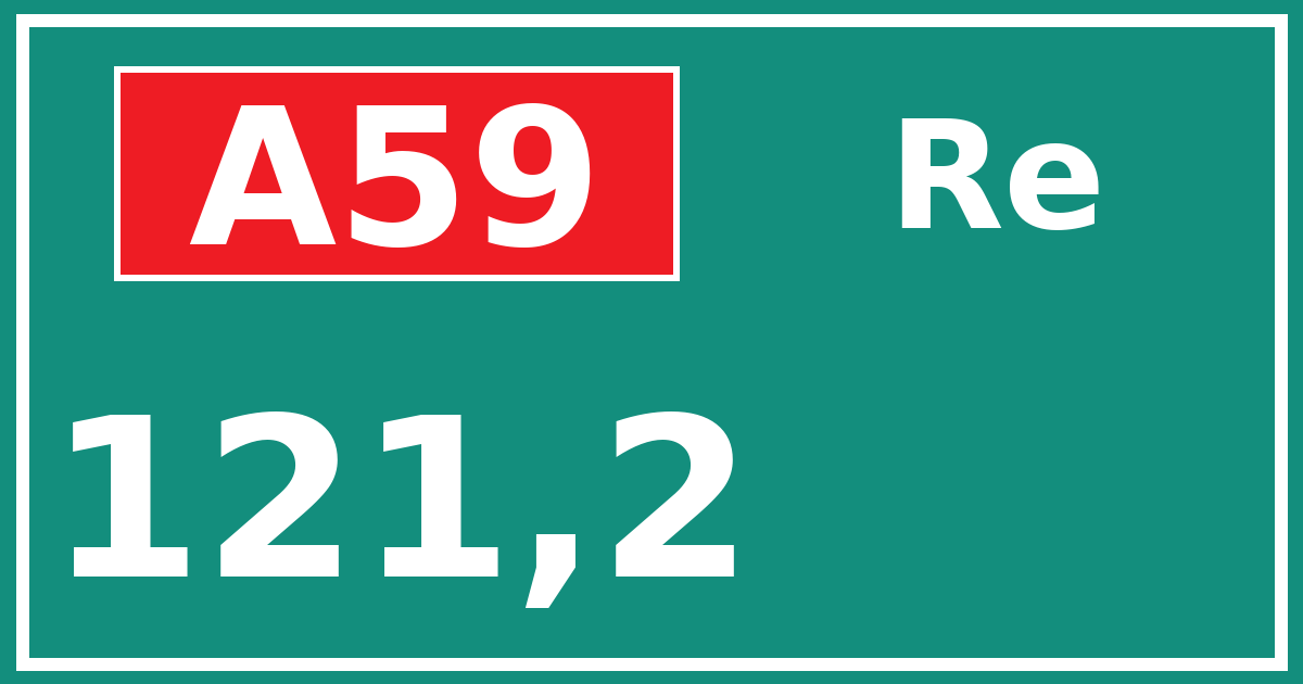 Hectometerbord A59 121,2 zijde Re