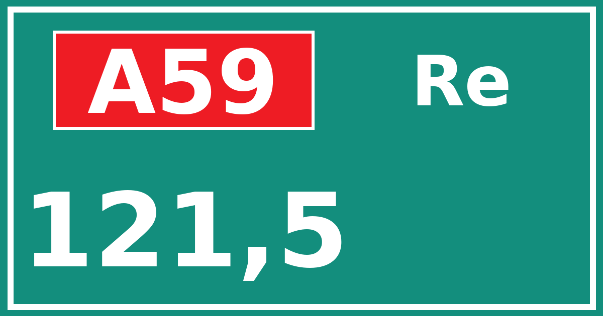 Hectometerbord A59 121,5 zijde Re
