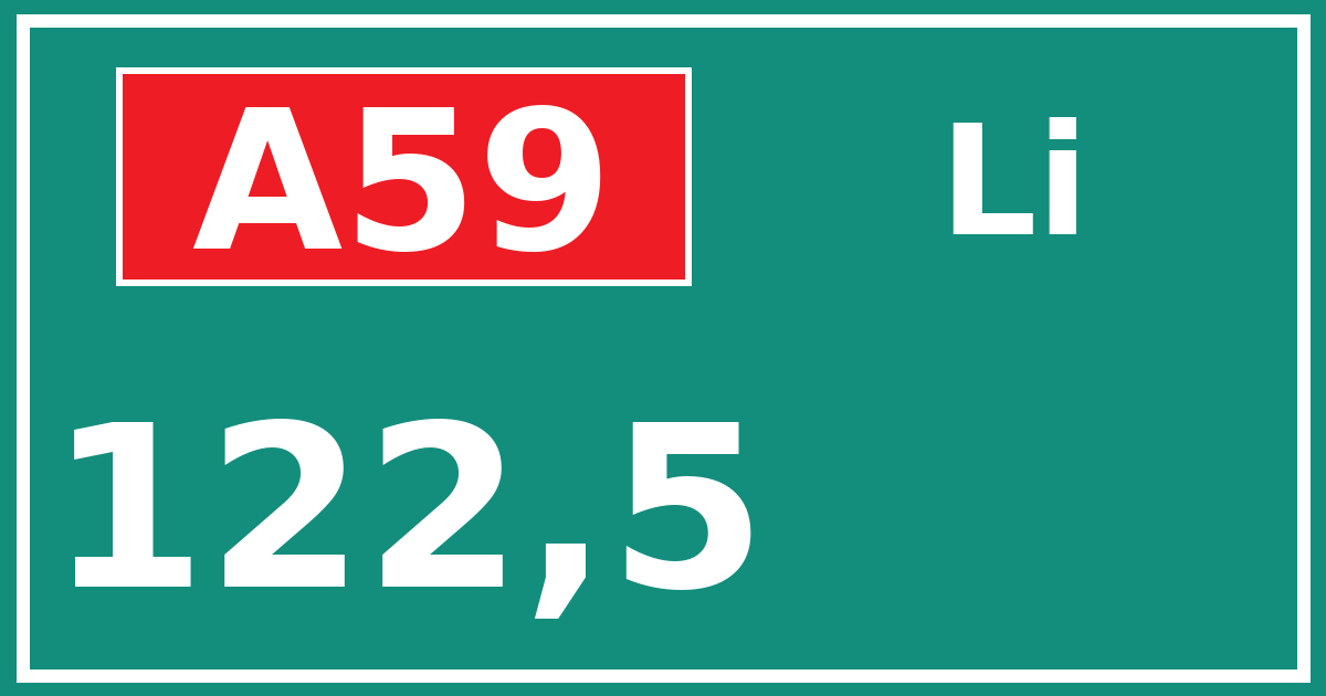Hectometerbord A59 122,5 zijde Li