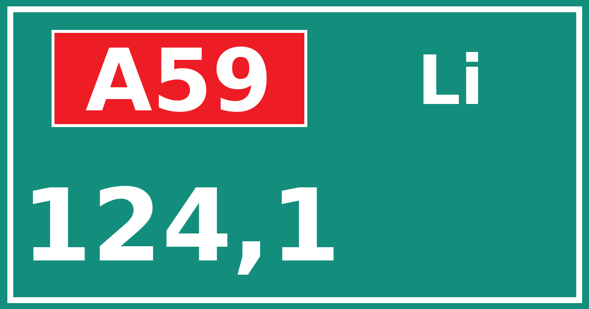 Hectometerbord A59 124,1 zijde Li