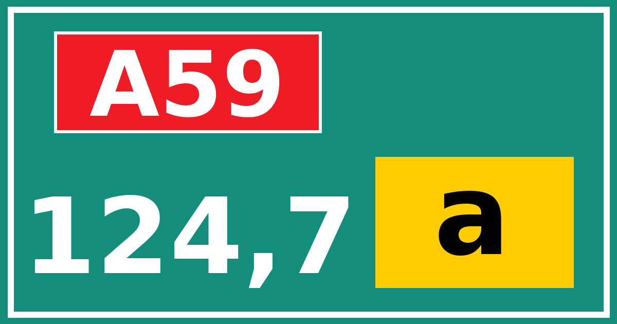 Hectometerbord A59 124,7 letter a