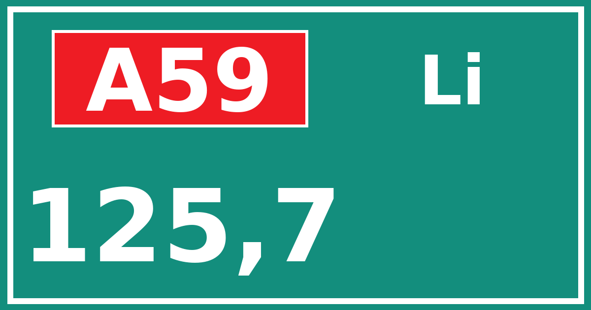 Hectometerbord A59 125,7 zijde Li