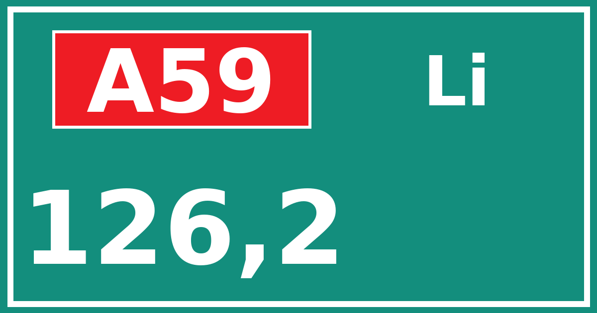Hectometerbord A59 126,2 zijde Li