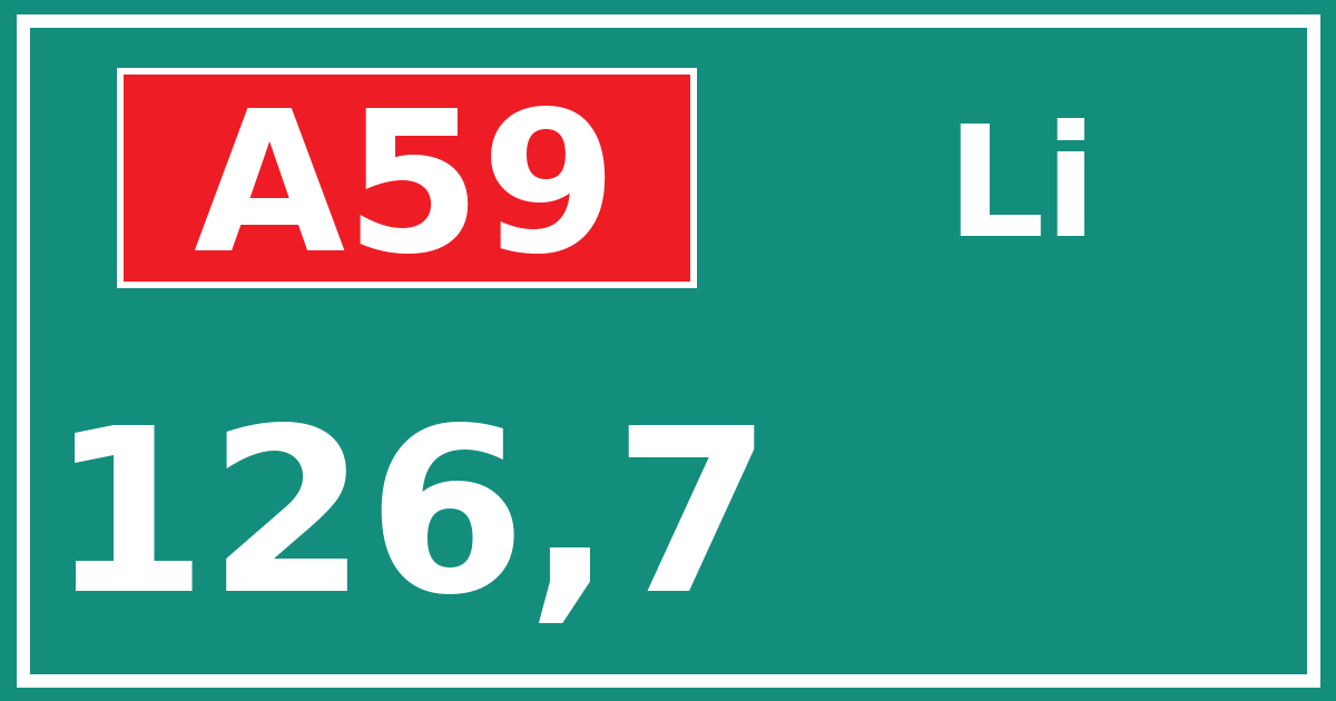 Hectometerbord A59 126,7 zijde Li