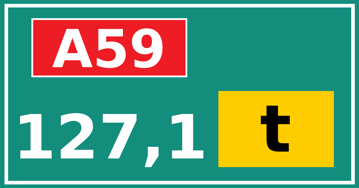 Hectometerbord A59 127,1 letter t