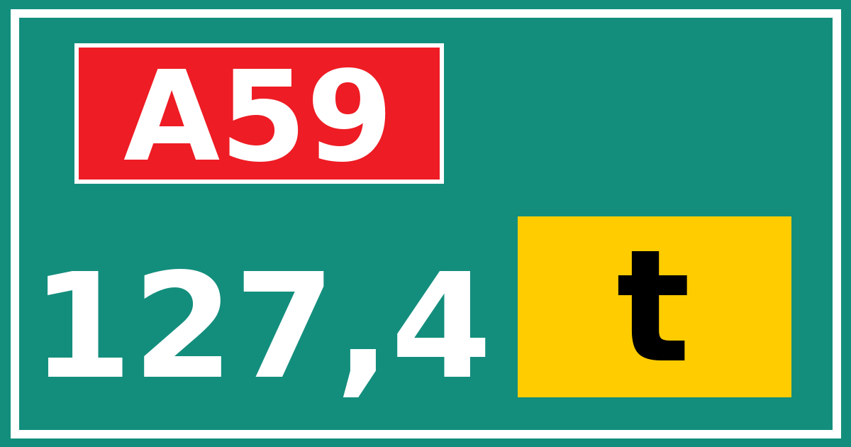 Hectometerbord A59 127,4 letter t