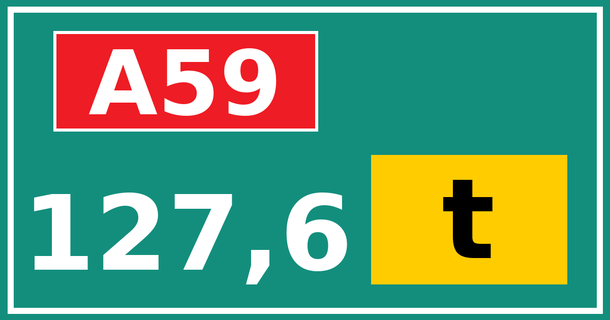 Hectometerbord A59 127,6 letter t