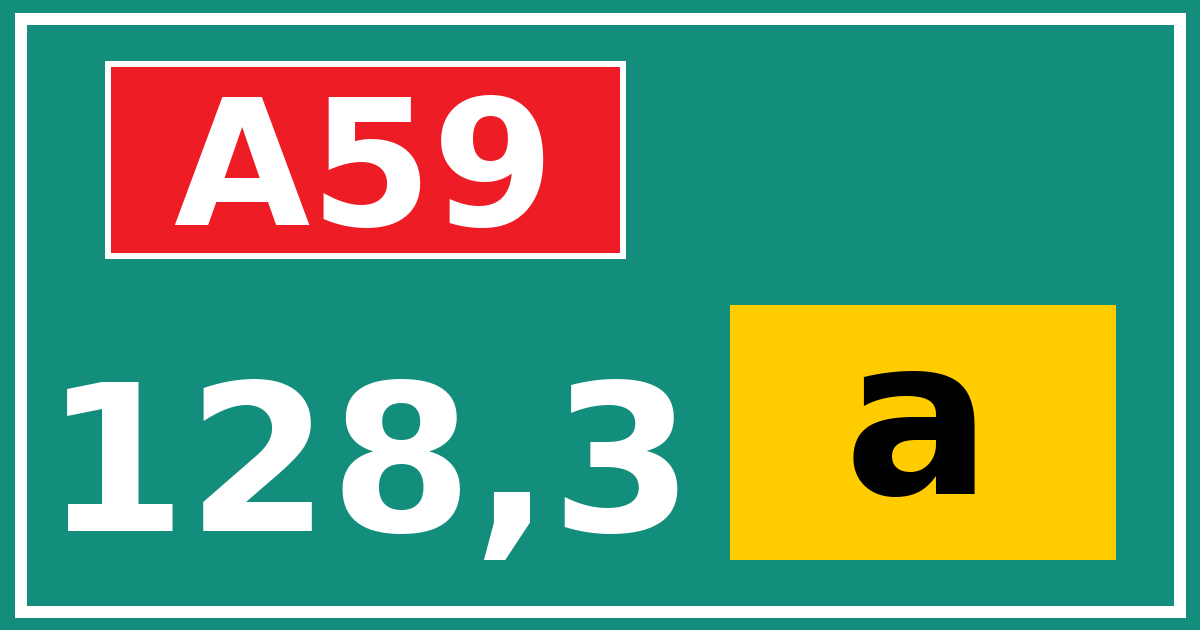 Hectometerbord A59 128,3 letter a