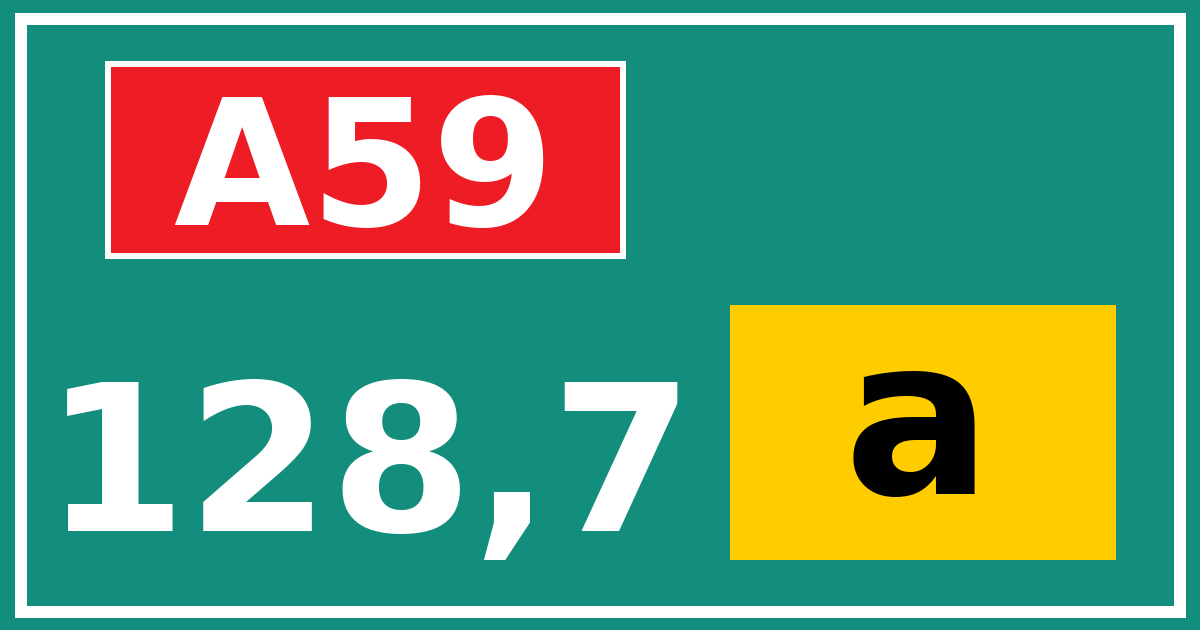 Hectometerbord A59 128,7 letter a