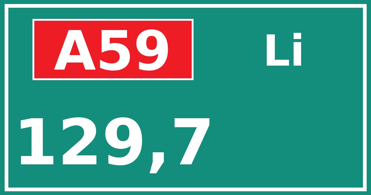 Hectometerbord A59 129,7 zijde Li