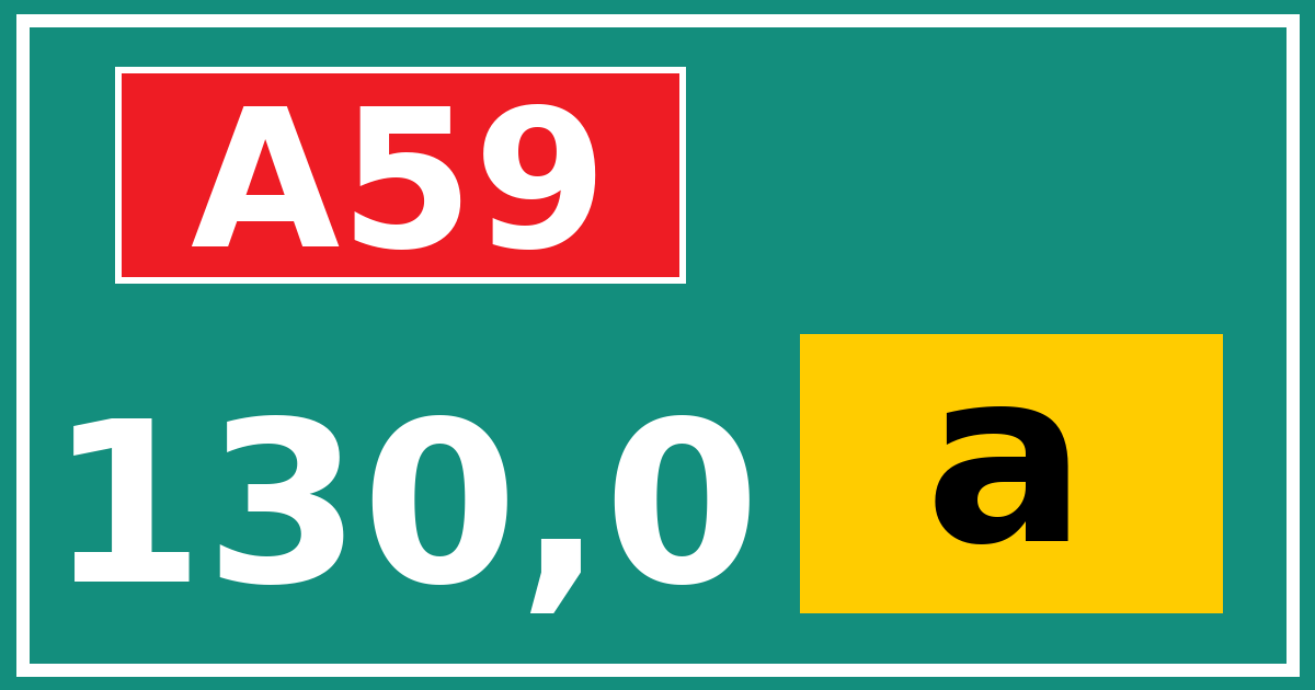 Hectometerbord A59 130,0 letter a