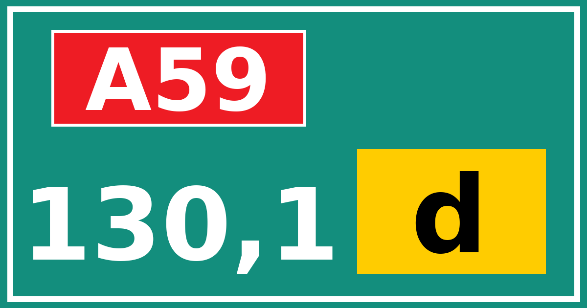Hectometerbord A59 130,1 letter d