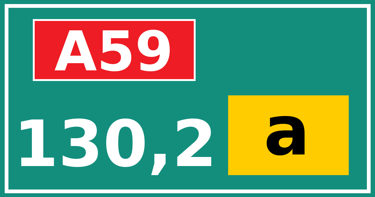 Hectometerbord A59 130,2 letter a