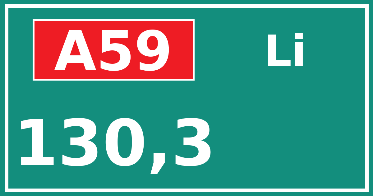 Hectometerbord A59 130,3 zijde Li