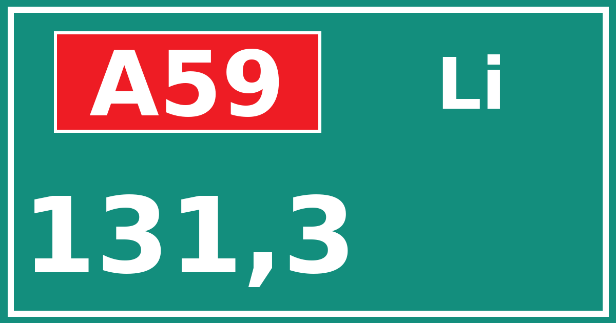 Hectometerbord A59 131,3 zijde Li