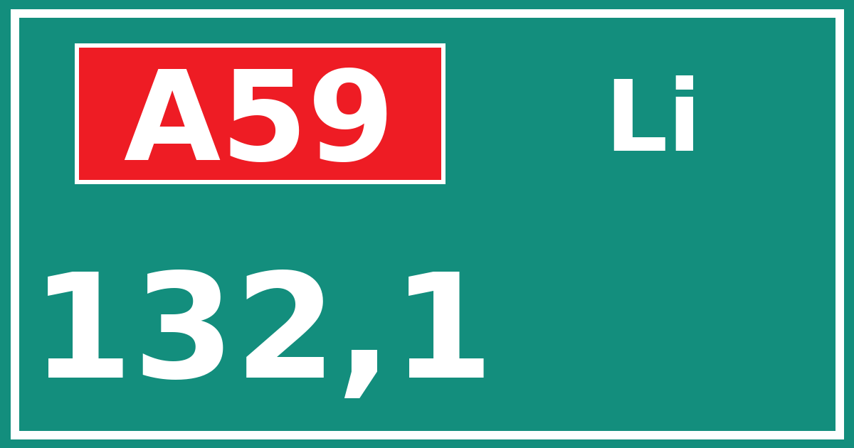 Hectometerbord A59 132,1 zijde Li