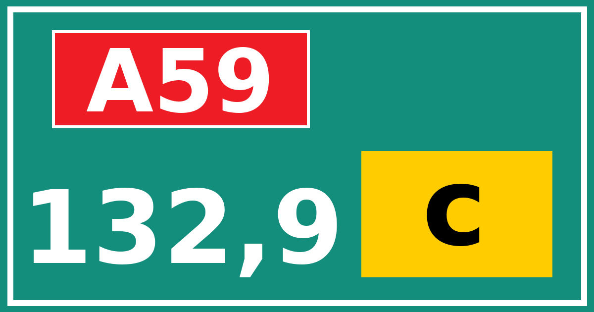 Hectometerbord A59 132,9 letter c
