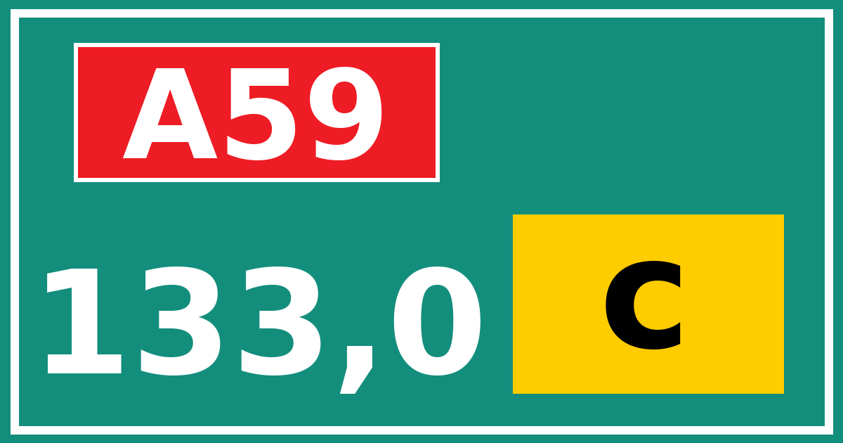 Hectometerbord A59 133,0 letter c