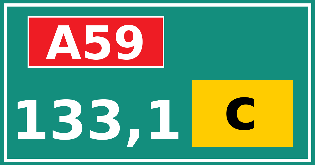 Hectometerbord A59 133,1 letter c
