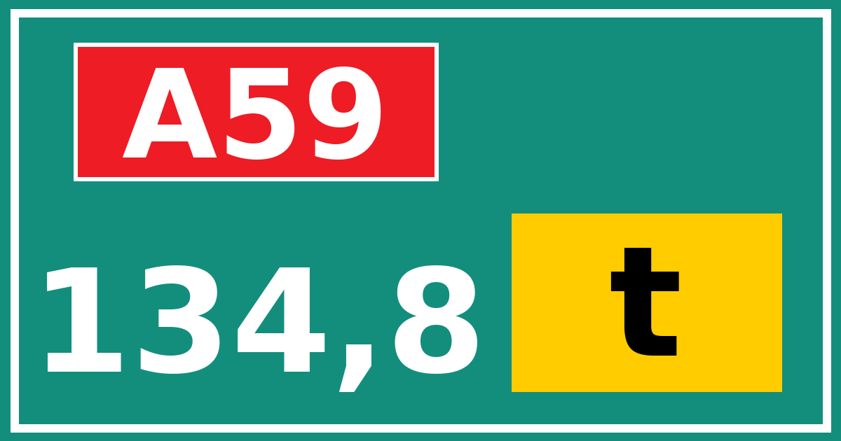 Hectometerbord A59 134,8 letter t