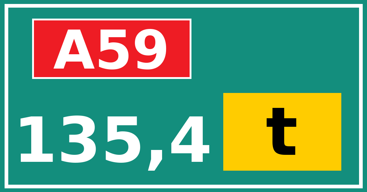 Hectometerbord A59 135,4 letter t